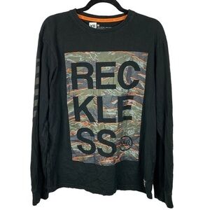 Young & Reckless Mens Long Sleeve Graphic Tee Medium Black